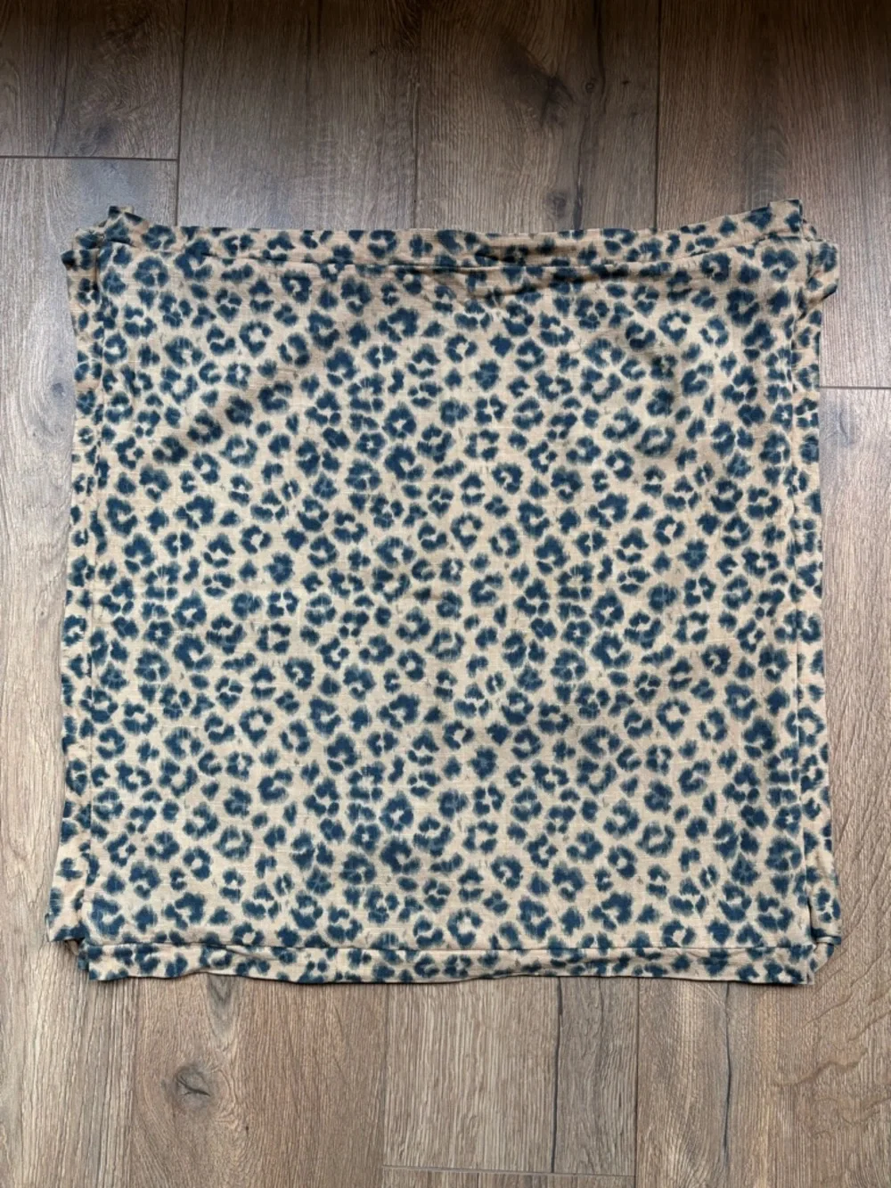 Navy Velvet & Linen Leopard Print Accent Pillow Cover | 22” Square Reversible